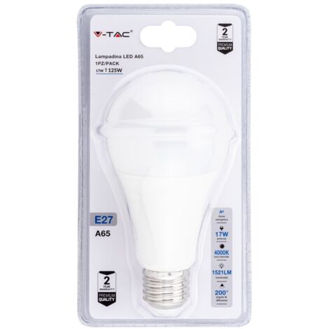 V-TAC Lampadina LED E27 17W A65 Bianco Naturale (Blister 1 Pezzo)