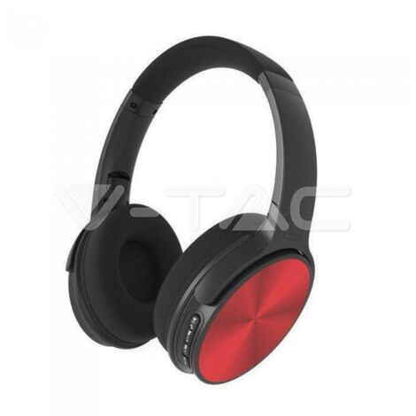 V-TAC Cuffia Senza Fili Bluetooth con Testa Rotante 500mAh Colore Rosso con Custodia (1/5)