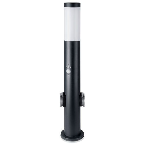 V-TAC Piantana LED Giardino 60cm Portalampada E27 2Schuko Sensore Movimento IP44