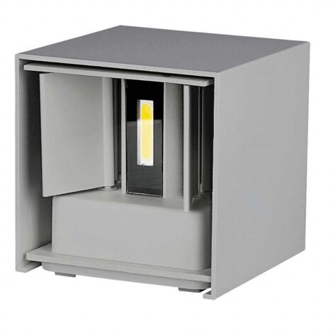 V-TAC Lampada LED da Muro Quadrata Doppio LED COB 5W Grigio Satinato Fascio Luminoso Regolabile Bianco Naturale IP65