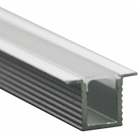 V-TAC Profilo in Alluminio Colore Silver per Strip LED a Incasso Copertura  Satinata 2000 x