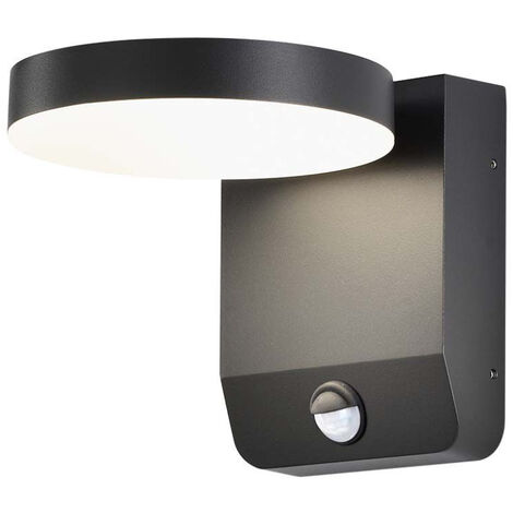 V-TAC Lampada LED da Muro Rotonda 17W 150LM/W con Sensore Colore Nero Bianco Caldo IP65