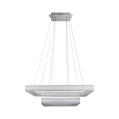 V-TAC Lampadario LED a Sospensione con 2 Rettangoli 113W in Metallo Bianco Bianco Caldo Dimmerabile