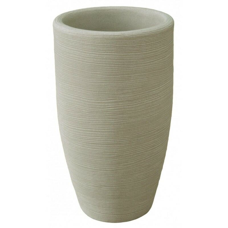 Vaso Shabby tronco conico rigato alto da 70cm Vasar BIANCO PERLA