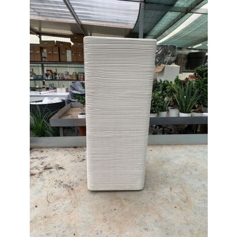 Vaso Quadrato Alto 75cm Pilone Rigato Shabby Vasar GRIGIO GHISA - Colore: Bianco Perla