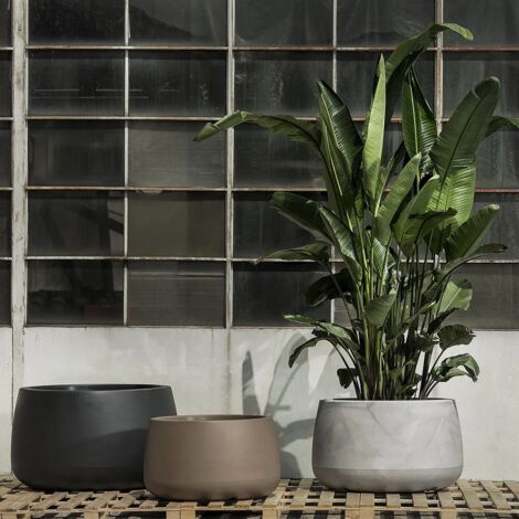 Vaso tondo in resina Titano 50cm – Colore grey – Capacità 46 litri – Resistente ai raggi UV e alle basse temperature – Elbi (1/5)