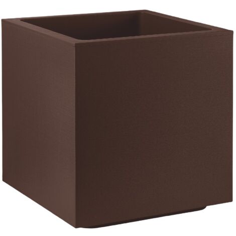 VASO FIORIERA QUADRATO CUBO MATHERIA IN PLASTICA CON RUOTE 50 CM MODERNO - Colore: Bronzo