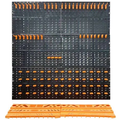 Estexo – Panneau mural pour rangement d'outils – Lot de 6 panneaux 495 x 325 x 18 mm – Supports et fixations inclus – Pour garage et atelier