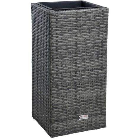 Pot De Fleurs En Polyrotin ESTEXO 60cm Gris Anthracite - Jardinière Extérieure Avec Réservoir Et Pieds Réglables