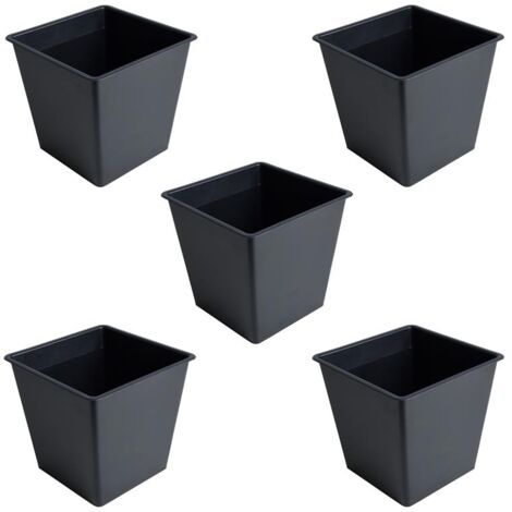 5 Pots de fleurs en matière synthétique 26 x 26 x 24 cm noir (1/5)