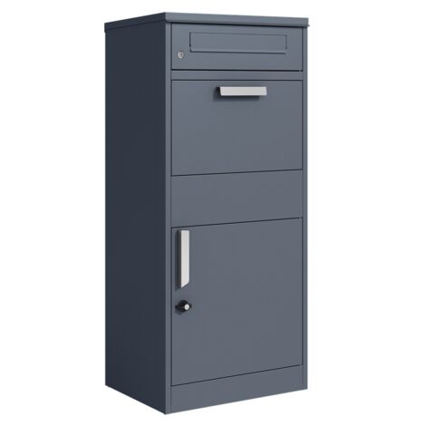 Estexo – Boîte aux lettres sur pied en acier gris anthracite – Dimensions 50x37x112 cm – Fente 33,5x4 cm pour lettres et colis jusqu'à 40x40x15 cm