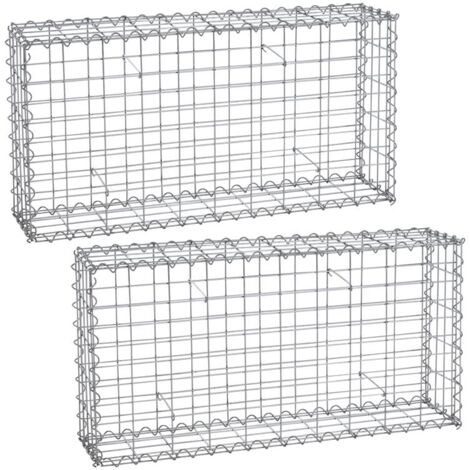 Gabione spirale corbeille en pierre 100x50x20 cm lot de 2 fils de fer