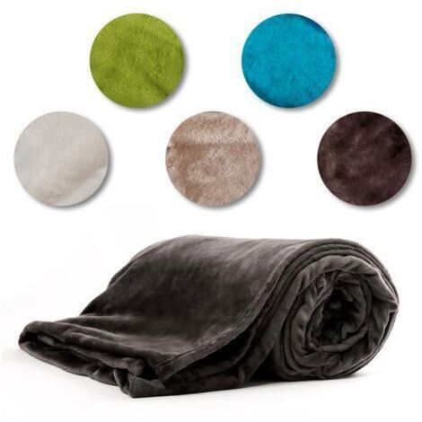 Couverture confortable de vie 210x280cm couverture en flanelle couvre-lit XXXL taupe (1/5)