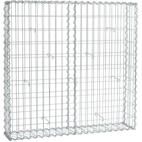 Estexo – Gabion à pierres en métal galvanisé 100x100x20 cm – Maille 5x10 cm – Épaisseur 4 mm – Montage rapide avec entretoises (1/5)