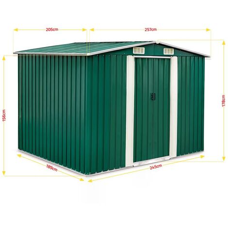 Abri à outils Abri de jardin toit à pignon métal vert 257x205x178cm