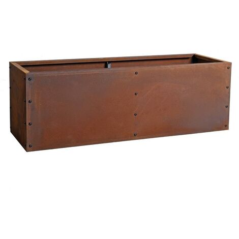 Estexo – Carré potager en acier Corten 120x40x40 cm – Sans fond pour stabilité accrue – Patine naturelle de rouille – Pour légumes et herbes (1/5)
