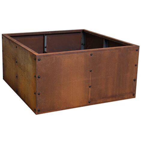 Estexo – Carré potager en acier Corten 80x80x40 cm – Pour légumes, herbes et fleurs – Montage rapide, sans fond, faible entretien