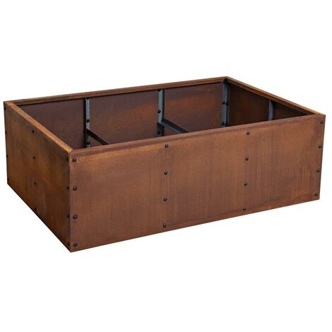 Estexo – Carré potager sur pied en acier Corten 120x80x40 cm – Patine naturelle de rouille – Montage rapide pour légumes et herbes