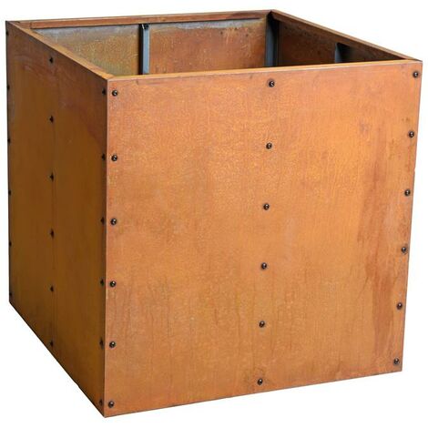 Estexo – Carré potager en acier Corten 80x80x80 cm – Construction durable – Pour sol ferme – Installation rapide et facile