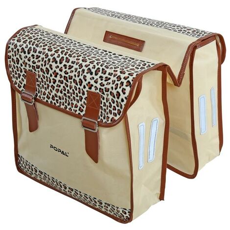 Sacoche de vélo Sacoche double porte-bagages Sacoche latérale Sacoche à bagages Beige Leo