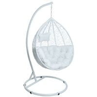 Fauteuil suspendu en poly rotin Chaise support + coussin de relaxation XXL blanc