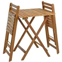 Ensemble de chaises de balcon Table Meubles de jardin Bois pliable en 3 parties
