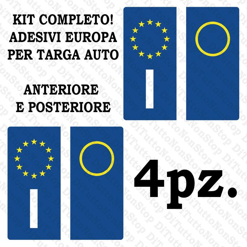 Adesivi per targa italiana kit da 4 pezzi rifrangenti ultra resistente