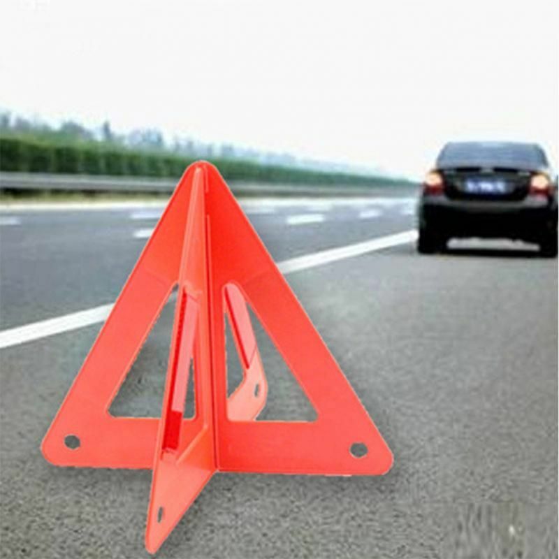 Triangolo avvertimento in plastica con catadiottri a treppiedi uso stradale