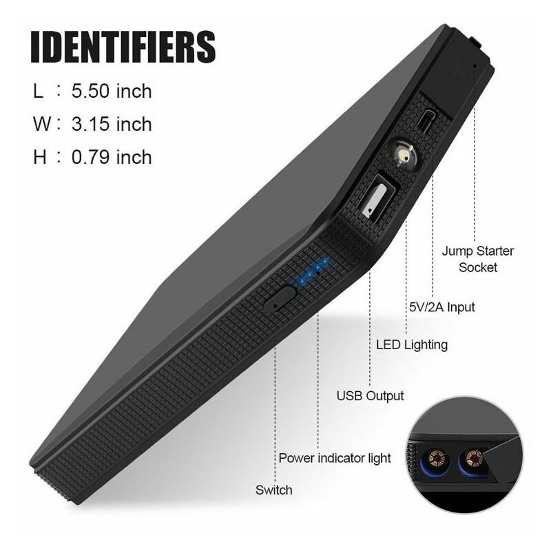 Booster Avviamento Auto Portatile 2000A - Avviatore Emergenza Con Torcia LED