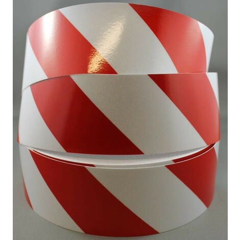 Nastro adesivo retroriflettente rifrangente di segnalazione rosso-bianco Larghezza - 50mm x 22,5 MT
