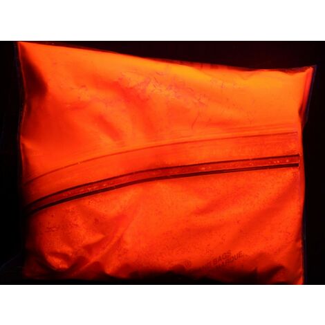 Pigmento Fotoluminescente Fosforescente in Polvere – 5 Colori Fluo che si Illuminano al Buio - Peso: 100 Grammi - Colore: Arancio Fluo