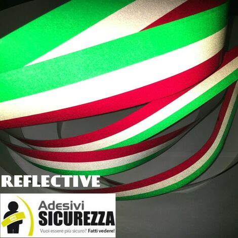 Fascia adesiva RIFRANGENTE tricolore Italia 25/50mm Larghezza - 2