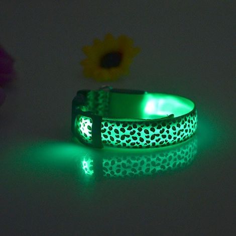 Collare "leopardo" lampeggiante LED per cane disponibili in 2 misure - Colore: Verde - Misura: 45-53 cm, 2.5 cm