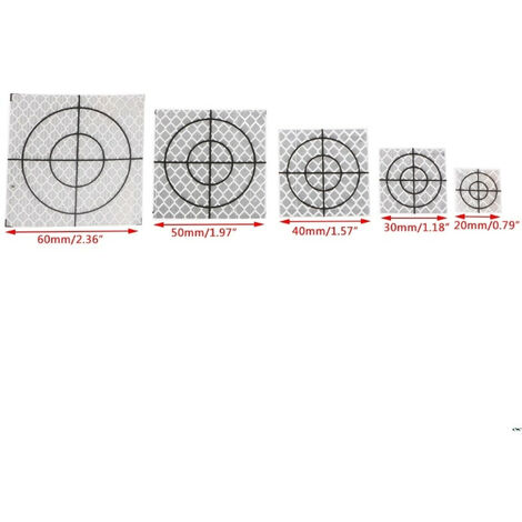 Target riflettenti rifrangenti adesivi 20/30/40/50/60mm con croce di mira 20 pezzi Misura - 40mm x 40mm