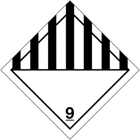 Etichette in PVC Classe 9 Segnaletica per trasporto internazionale “Materiali e oggetti pericolosi” ADR - Misura: 100mm x 100mm - Numero Pezzi: 100 pezzi