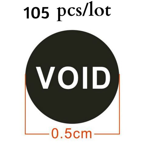 Etichette bollini adesivi neri antimanomissione con sigillo di garanzia e scritta "VOID" - 105 pezzi