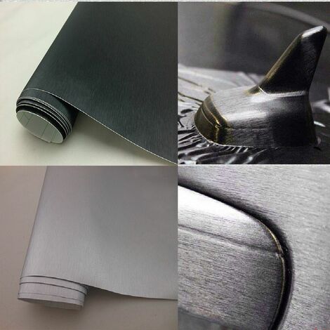 Pellicola vinile alluminio spazzolato no bolle in 3 colori Wrapping - Colore: Grigio spazzolato - Misura: 152cm x 10cm