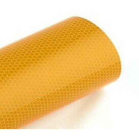 Pellicola adesiva retroriflettente in microsfere ad alta intensità in PET - Misura: 1240mm (124cm) x 100cm - Colore: Giallo