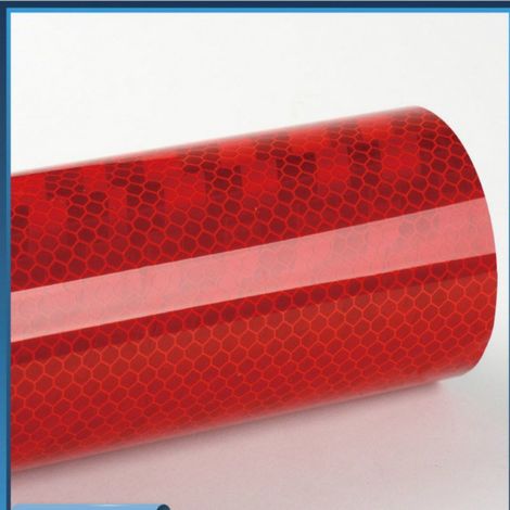 Pellicola adesiva retroriflettente in microsfere ad alta intensità in PET - Colore: Rosso - Misura: 1240mm (124cm) x 50cm