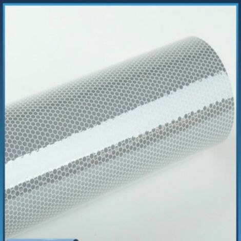 Pellicola adesiva retroriflettente in microsfere ad alta intensità in PET - Misura: 1240mm (124cm) x 300cm - Colore: Bianco