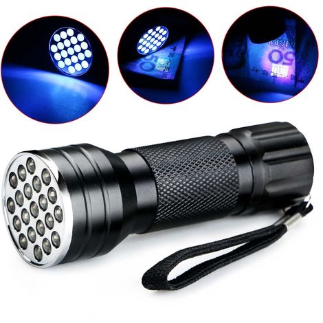 Torcia UV Lampada di Wood a 21 led portatile in allluminio