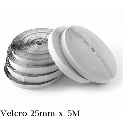 Strisce Velcro adesivo bianco o nero 20mm x 5 Metri Packaging - Bianco  (20mmx5mt)