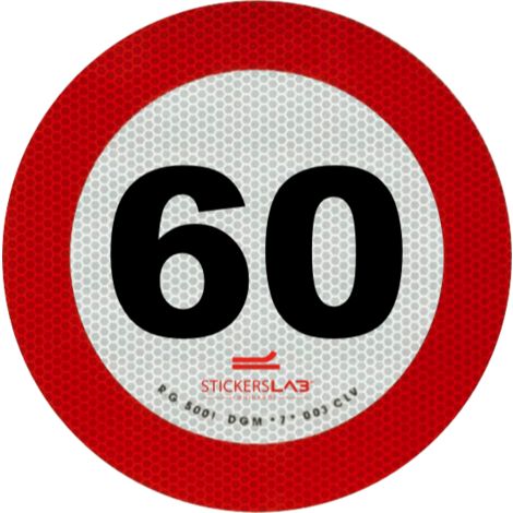 Contrassegno disco limite velocità adesivo retroiriflettente 3M omologati in classe 2 Modello - 60 km/h
