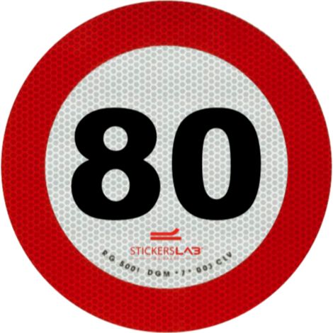 Contrassegno disco limite velocità adesivo retroiriflettente 3M omologati in classe 2 Modello - 80 km/h