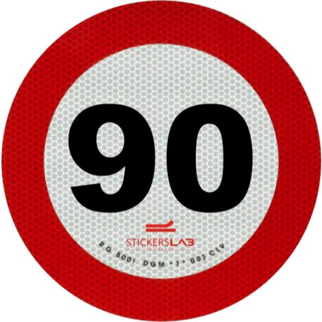 Contrassegno disco limite velocità adesivo retroiriflettente 3M omologati in classe 2 Modello - 90 km/h
