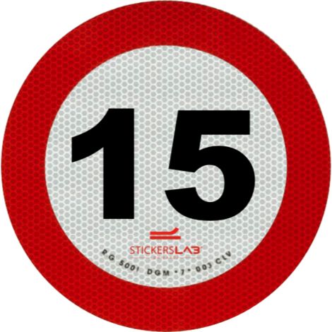 Contrassegno disco limite velocità adesivo retroiriflettente 3M omologati in classe 2 Modello - 15 Km/h