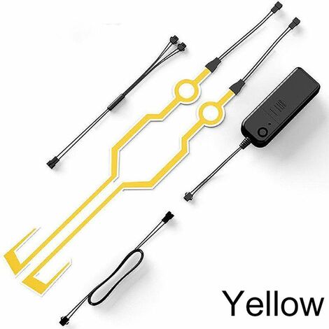 Kit led adesivo per casco da motociclista in stile "TRON" a 6 colori con batteria Colore - Giallo (1/5)