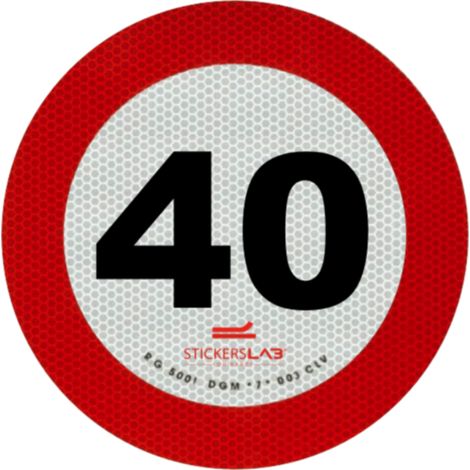 Contrassegno disco limite velocità in alluminio retroiriflettente 3M omologati classe 2 Modello - 40 km/h