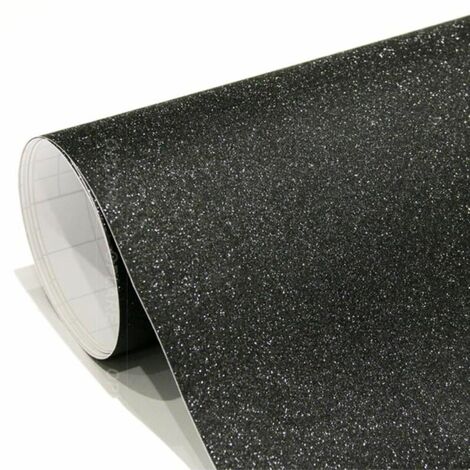 Pellicola adesiva nero glitter per car wrapping e tuning auto e moto senza bolle d'aria Misura - 152cm x 100cm