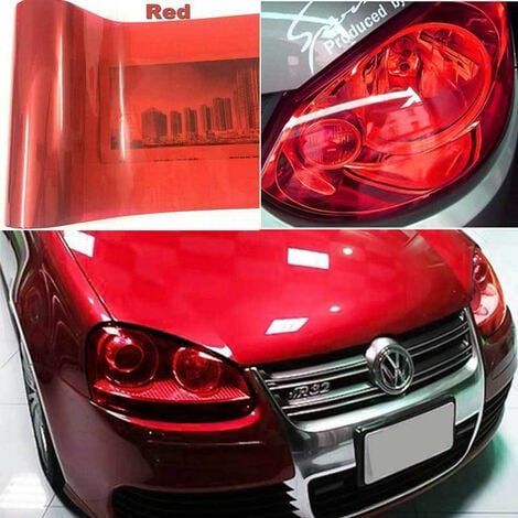 Pellicola adesiva colorata per fari auto anteriori e posteriori in 14  colori Colore - Rosso, Lunghezza - 30cm